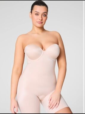 SPANX Suit Your Fancy Strapless Cupped Mid Thigh Bodysuit
